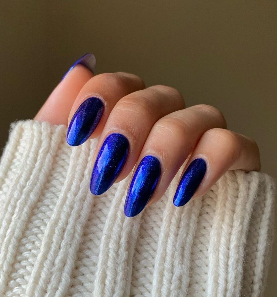 Shimmery Cobalt Blue Manicure