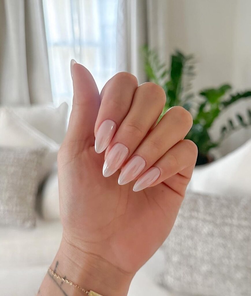 Nude Glazed Donut Chrome Nails