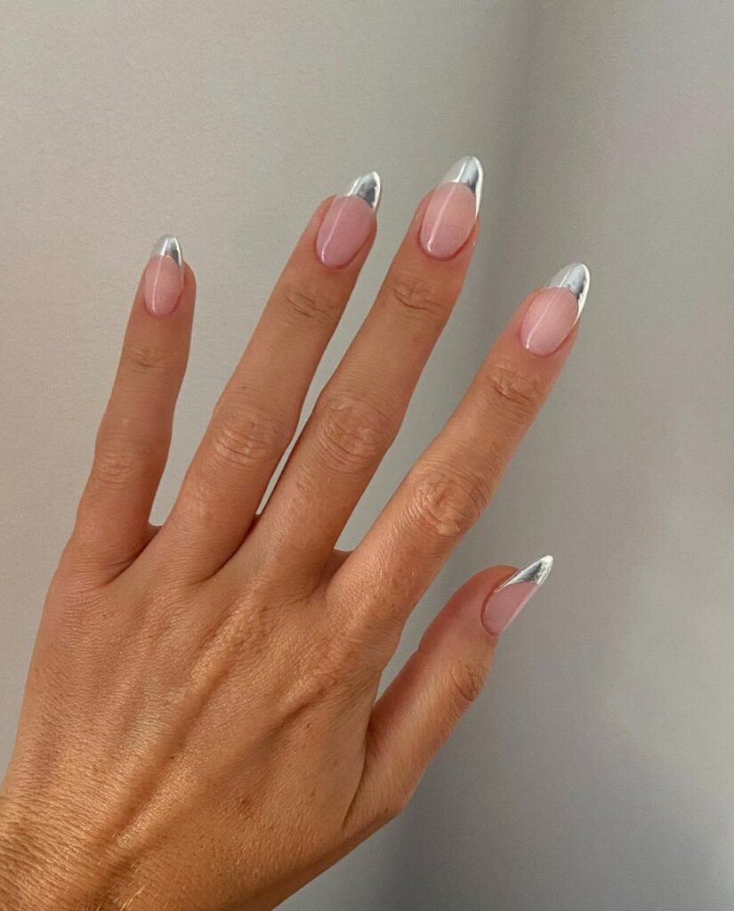 Sleek Silver French Manicure