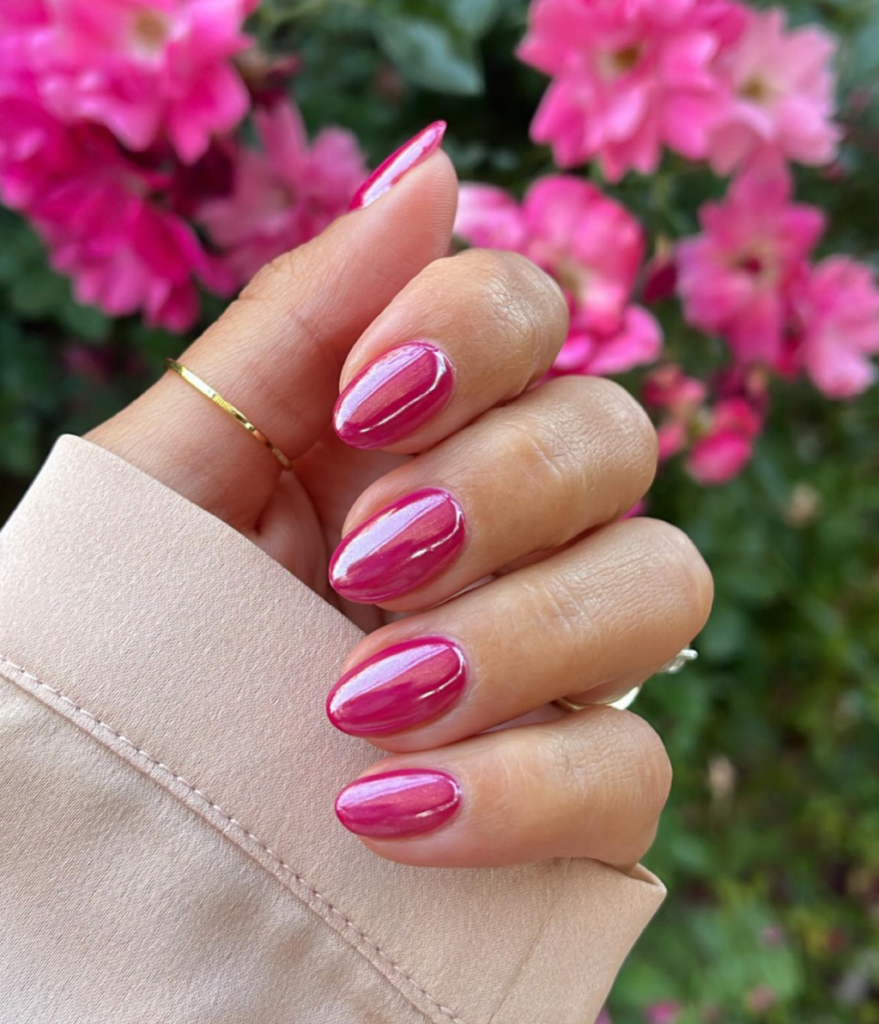 Magenta Pink Chrome Nails