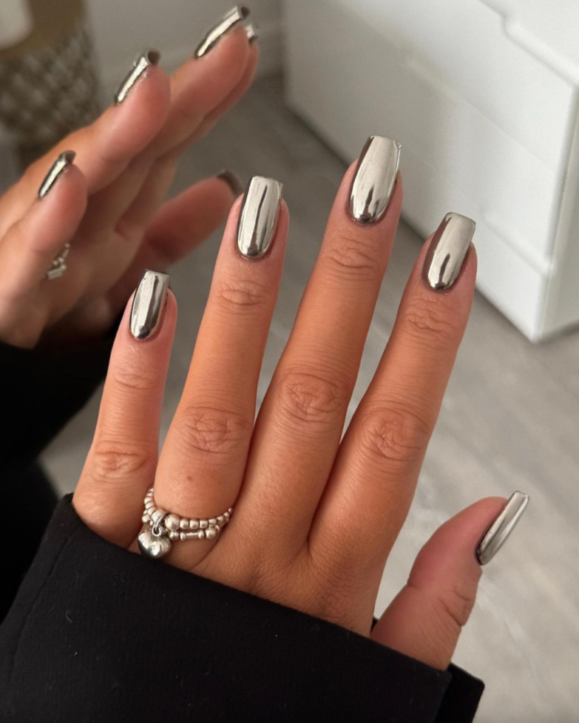 Titanium Silver Chrome Nails