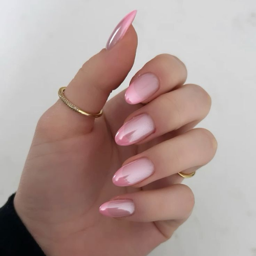 Half-Pink Chrome Nails