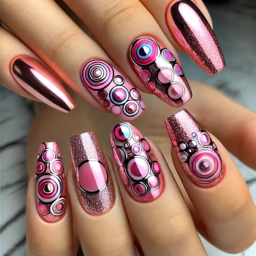 Inner Circle Pink Chrome Nails