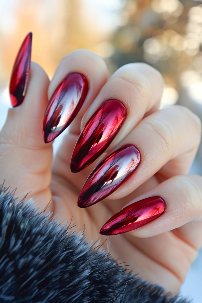 Bold Red Chrome Nails