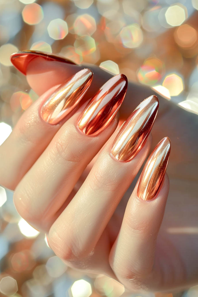 Radiant Copper Chrome Nails