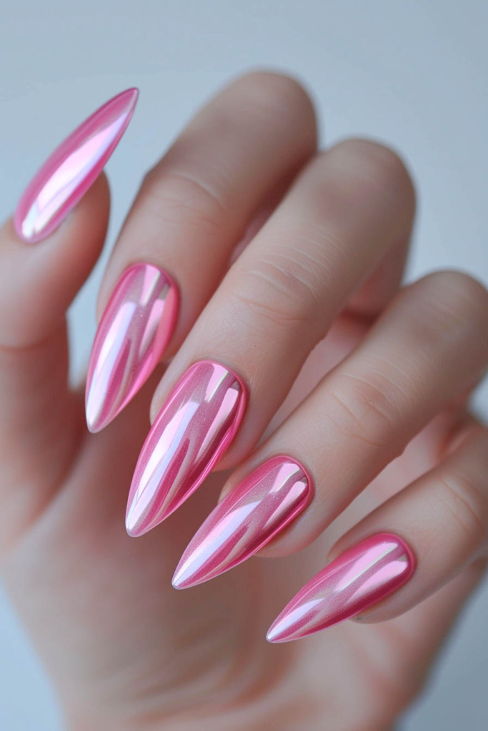 Radiant Pink Chrome Nails