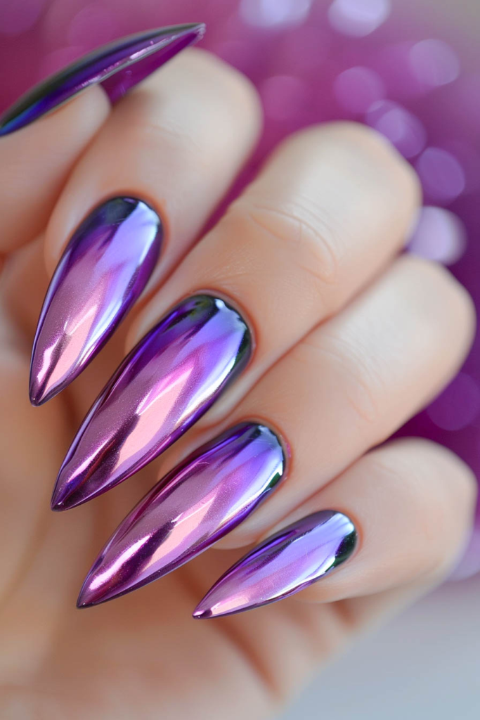 Enchanting Purple Chrome Nails