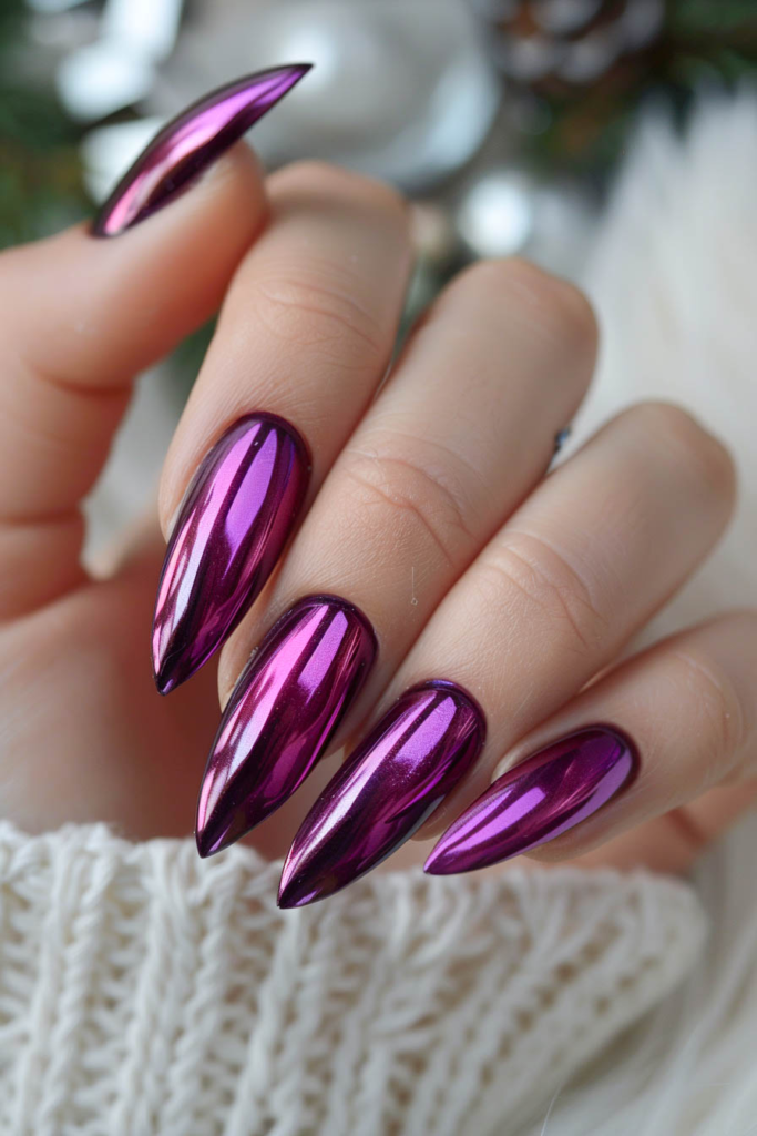 Radiant Amethyst Chrome Nails