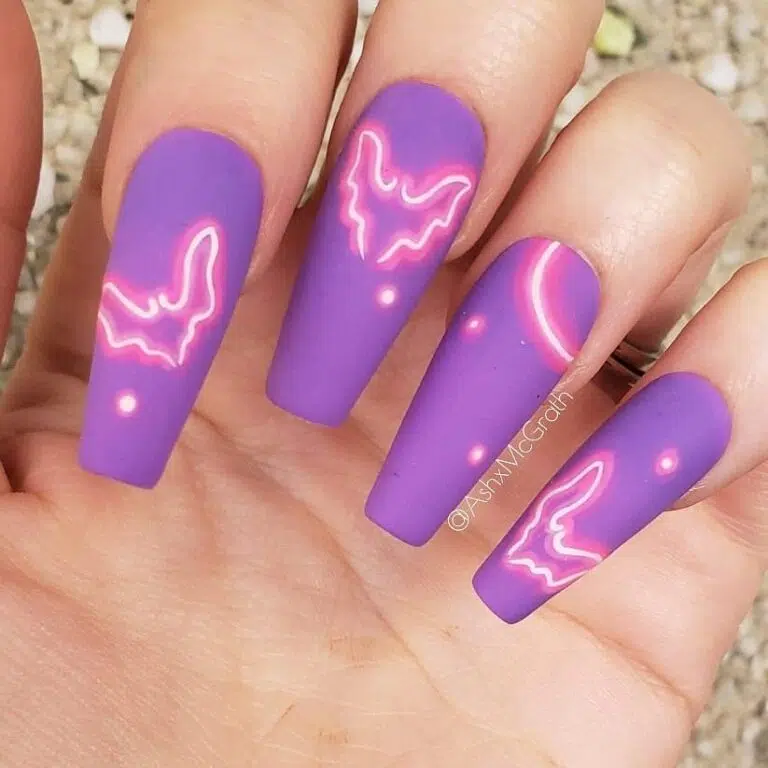 Beautiful Black and Purple Halloween Nails Design