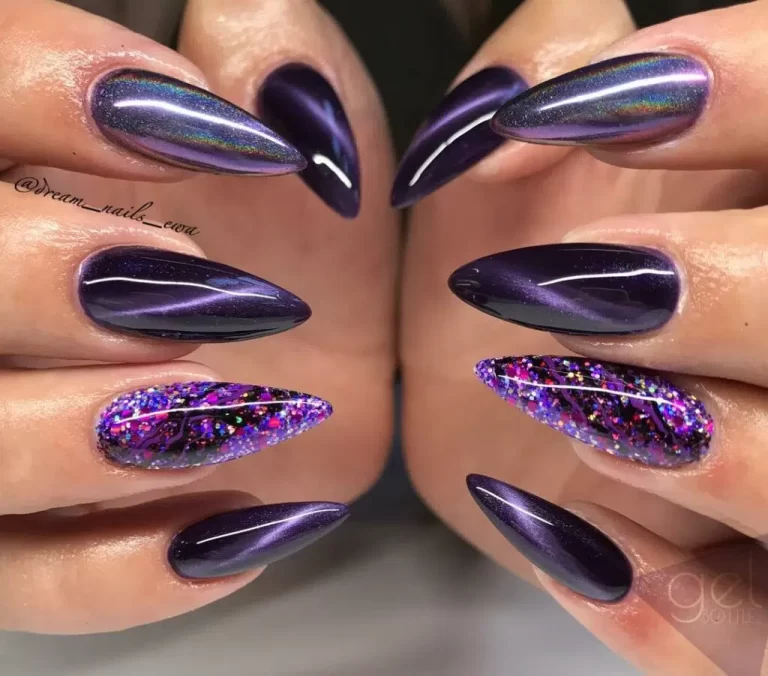 Beautiful Black and Purple Halloween Nails Design