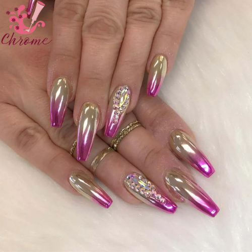 Elegant Light Pink Chrome Nails