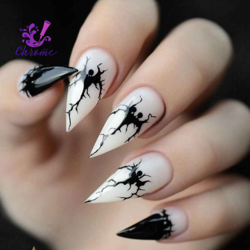 Beautiful Black and Purple Halloween Nails Designs 