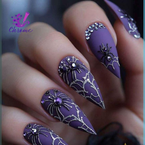 Cute But Spooky Halloween Purple Nails