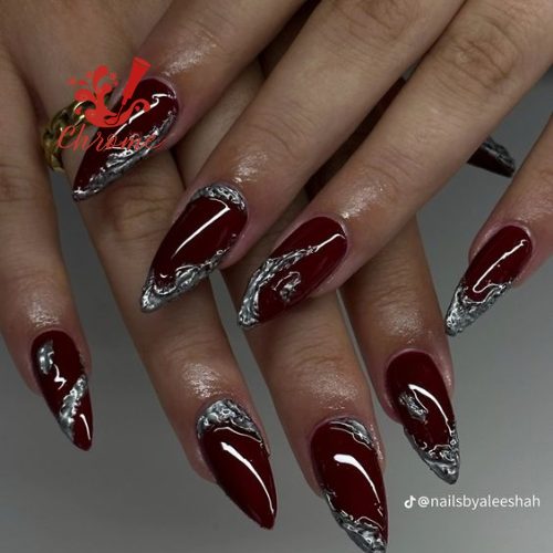 Molten Metal Red Chrome Nails