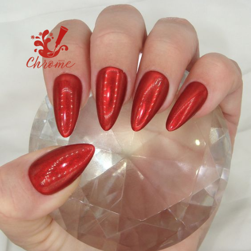 The Classic Red Chrome Nails