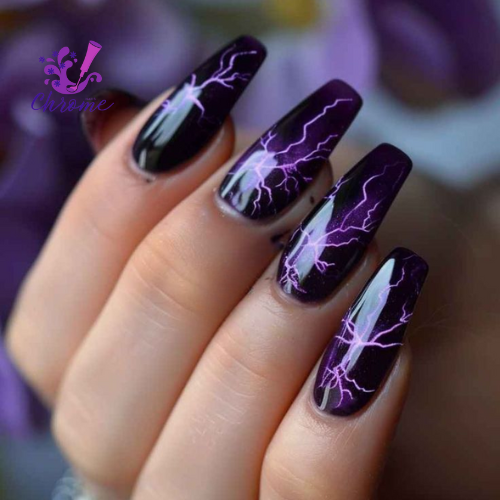 Gothic Chrome Black Manicure