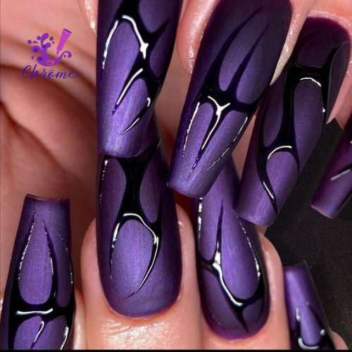 Long Purple Halloween Nail Styles