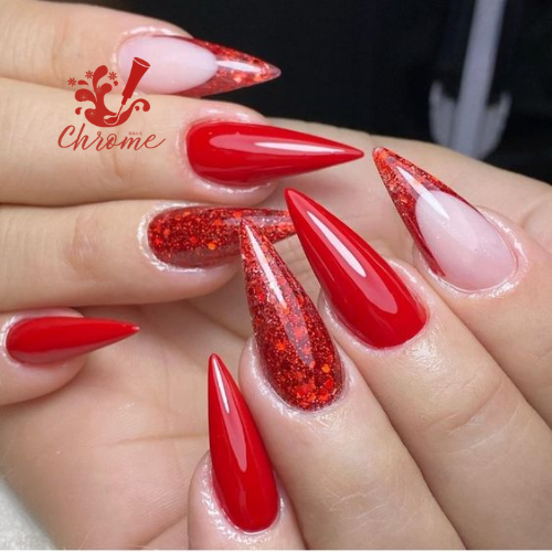 Chrome-Adjacent Red Chrome Nails