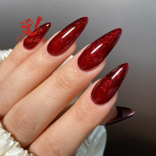 Ruby Foils Red Chrome Nails