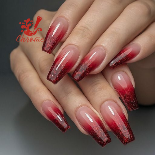 Selena Gomez's Red Chrome Nails