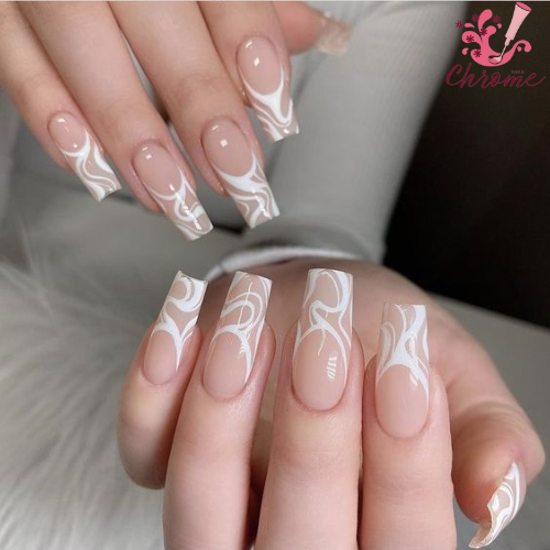 White Squiggle Tips with Chrome Accents