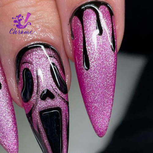 Beautiful Black and Purple Halloween Nails Designs 