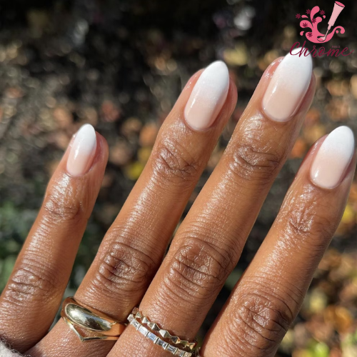 Ombre White Chrome Nails