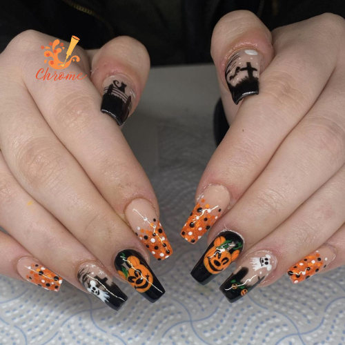 Polka Dot Halloween Nails