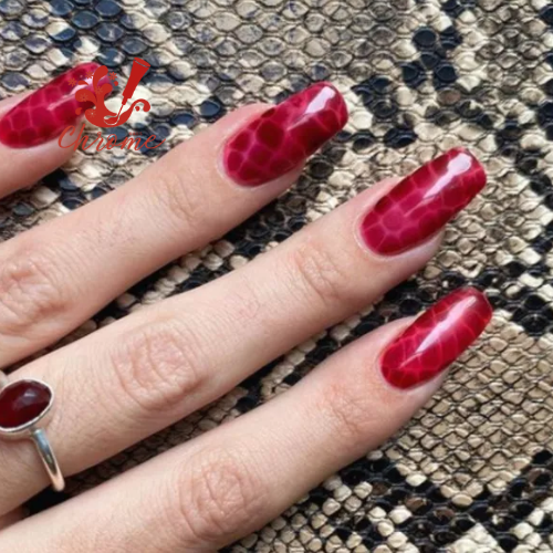 Snake Red Chrome Nails