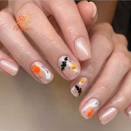 Sparkly Disney Halloween Nails