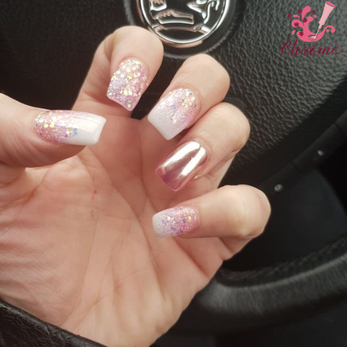 Speckled White Chrome with Rose Gold Accents