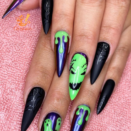 Oogie Boogie Halloween Nails