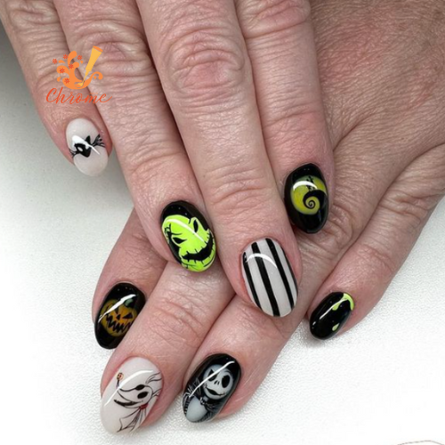 Nightmare Before Christmas-Inspired Nails