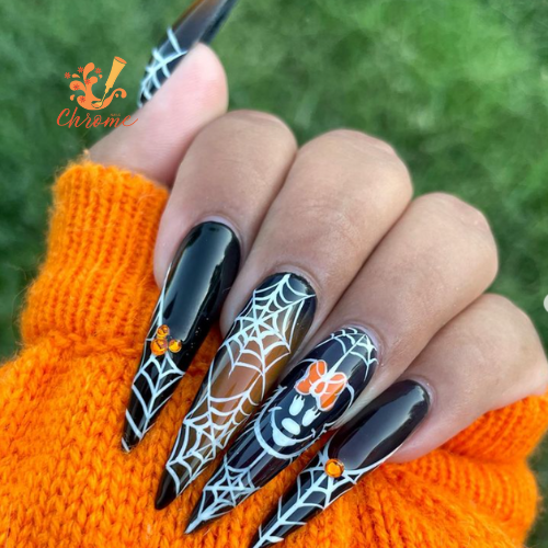 Spider Minnie Halloween Nails