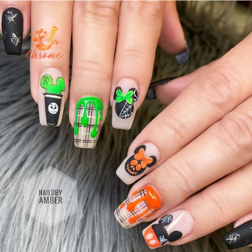 Mickey Ears Halloween Nails