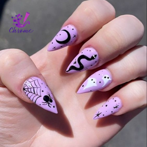 Spooky Snake and Spider Nail Designs