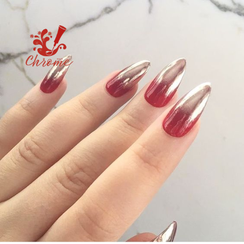 Disco Diva Red Chrome Nails