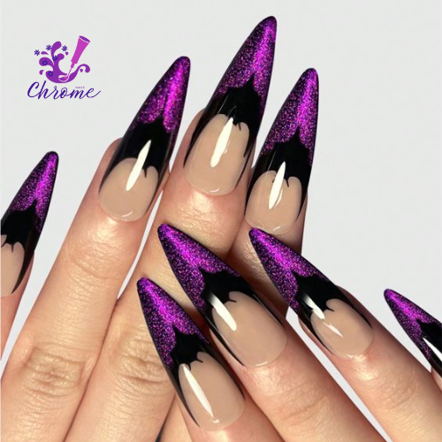 Purple French Tip Halloween Nails