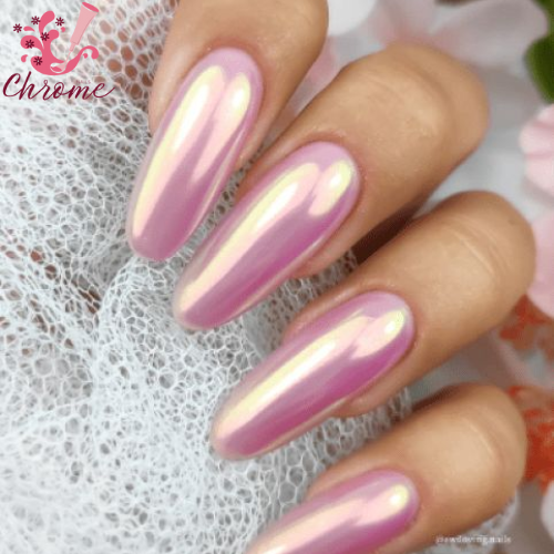 Sheer Light Pink Chrome Nails