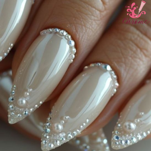 French Pearl with White Chrome and Accent Pearls