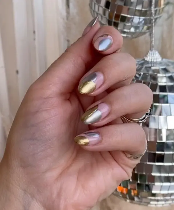 Gold and silver chrome swirls
