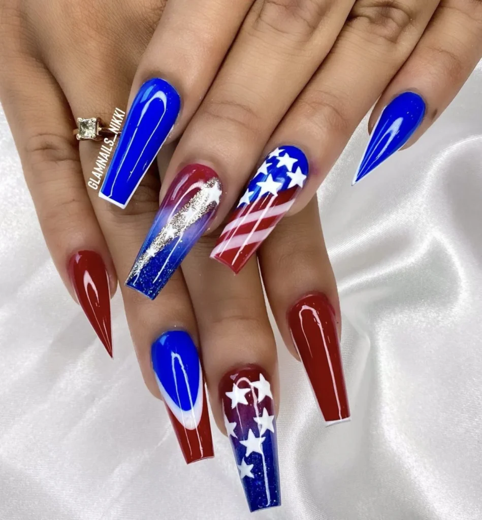 Simple 4th of July Nails