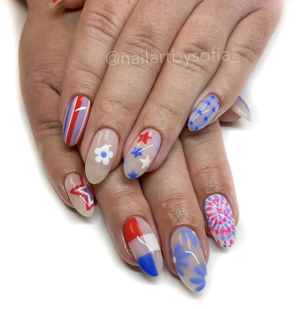 Simple 4th of July Nails