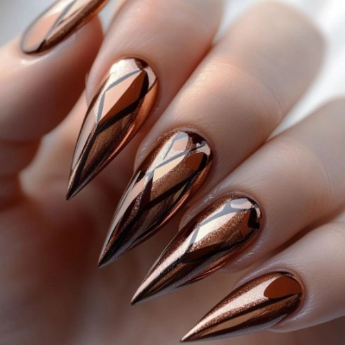 Brown Chrome Nails