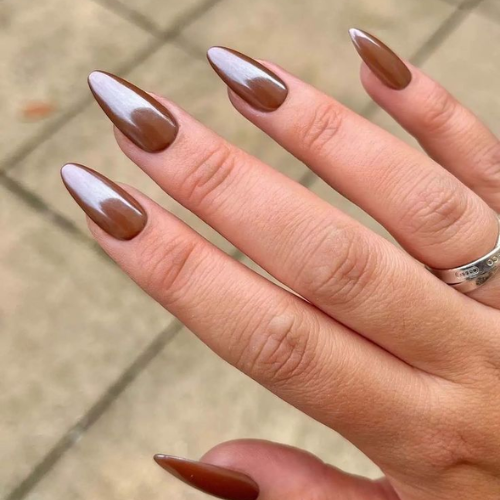 Brown Chrome Nails