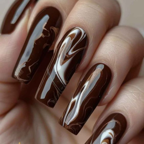 Brown Chrome Nails