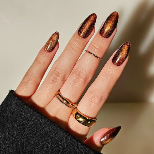 Brown Chrome Nails