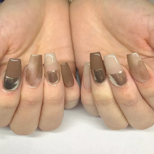 Brown Chrome Nails