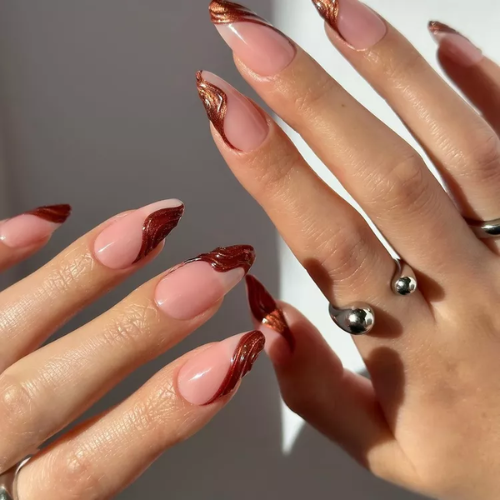 Brown Chrome Nails