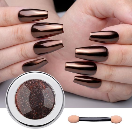 Brown Chrome Nails